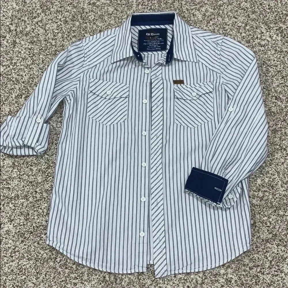 EPIC THREADS Boys Pin Stripe Button shirt